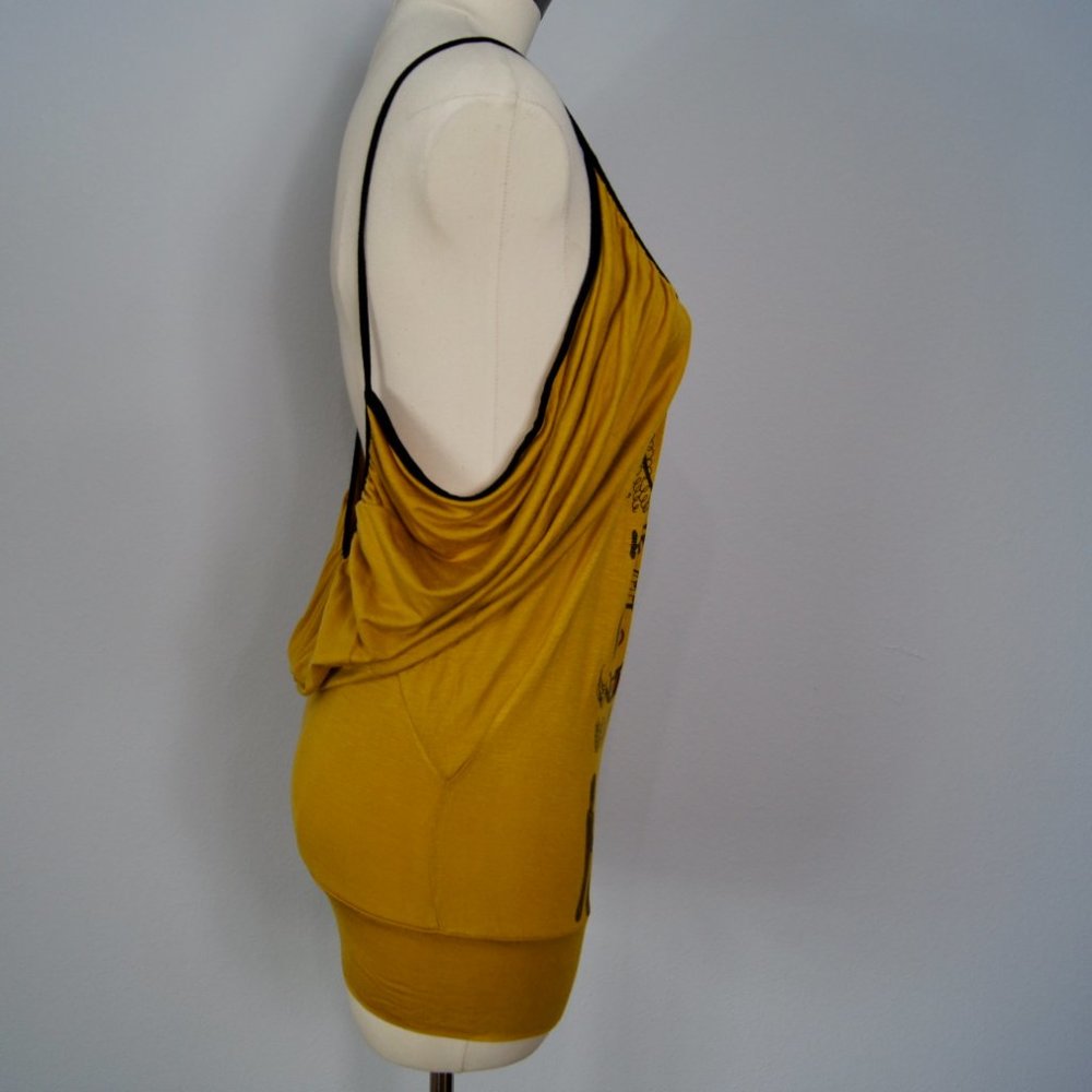 Its Me Feeling Faces By Meeting Women's Blouse Top Mustard Size Medium - Picture 4 of 6